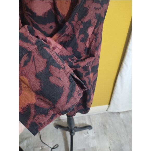VTG Y2K Sigrid Olsen Long Sleeve Button Up Floral Silk Wool Blouse XL Boho - Picture 2 of 8